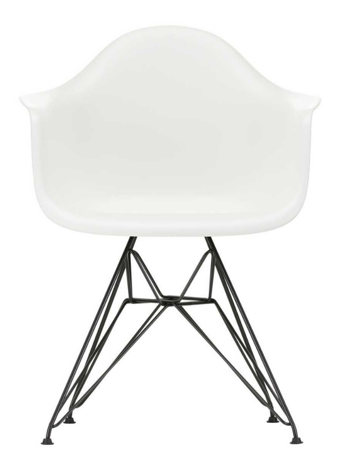 Vitra Eames DAR stoel zwart gepoedercoat onderstel - voorkant wit
