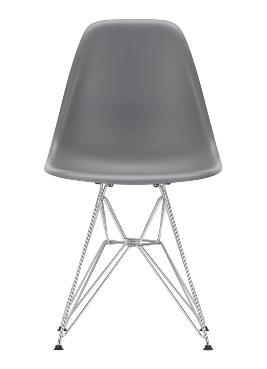 Vitra Eames DSR stoel verchroomd onderstel,  - voorkant grijs