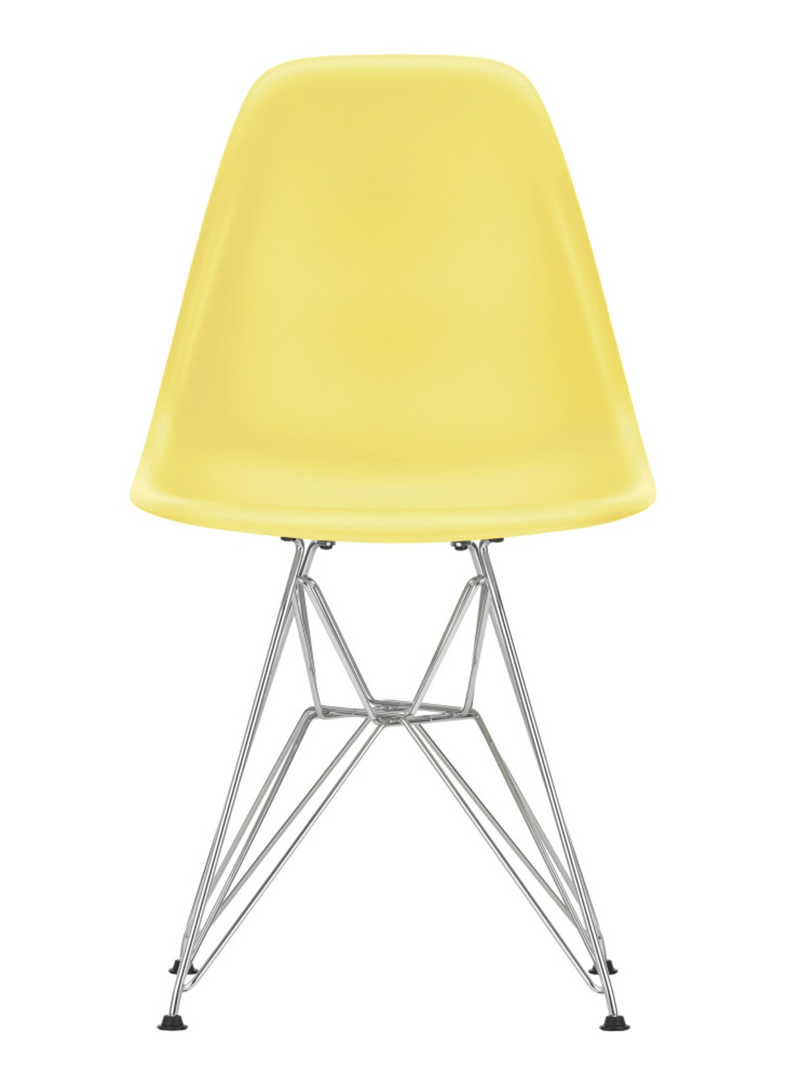 Vitra Eames DSR stoel verchroomd onderstel, Citron - voorkant geel
