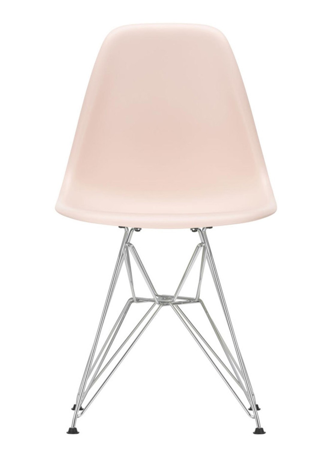Vitra Eames DSR stoel verchroomd onderstel - voorkant roze