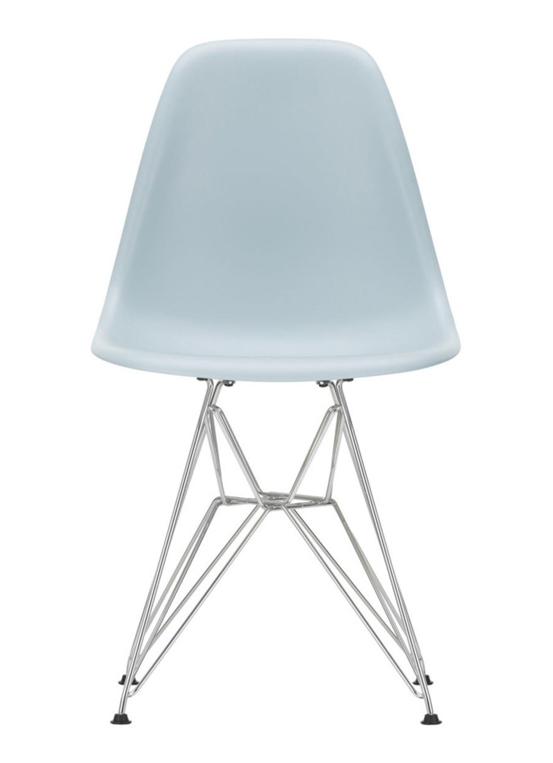 Vitra Eames DSR stoel verchroomd onderstel - voorkant grijs