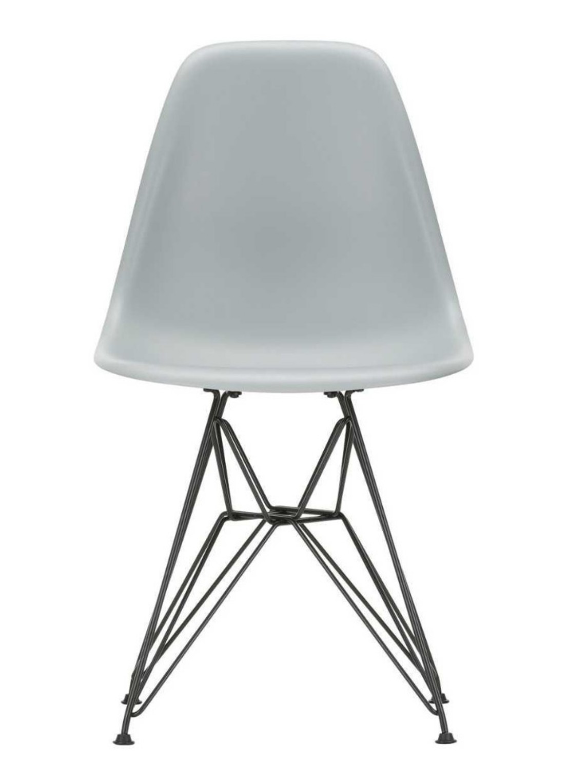 Vitra Eames DSR stoel zwart gepoedercoat - voorkant grijs