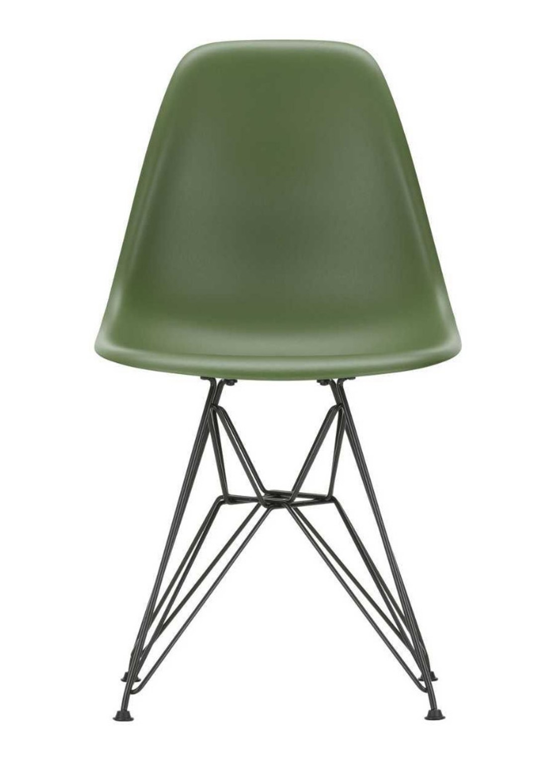Vitra Eames DSR stoel zwart gepoedercoat - voorkant zwart