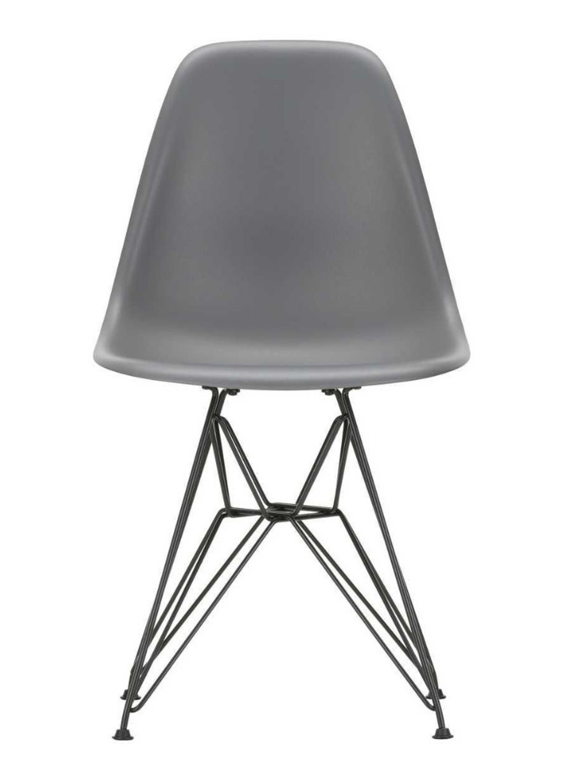 Vitra Eames DSR stoel zwart gepoedercoat - voorkant grijs