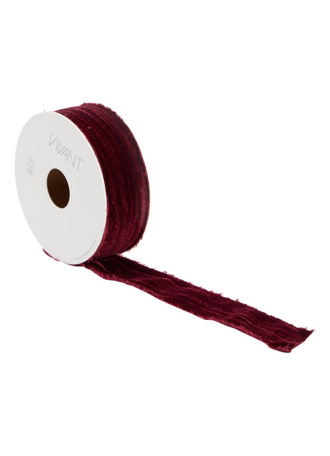 Vivant Crushed Velvet kerstlint 5 meter x 30 mm - voorkant bordeauxrood