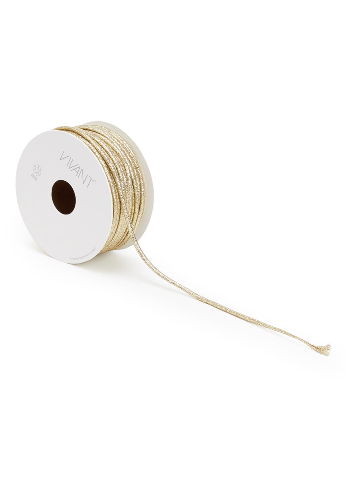 Vivant Gleam glitterkoord 20 meter x 3 mm - voorkant goud