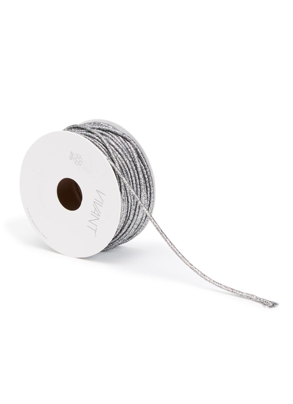 Vivant Gleam glitterkoord 20 meter x 3 mm - voorkant zilver