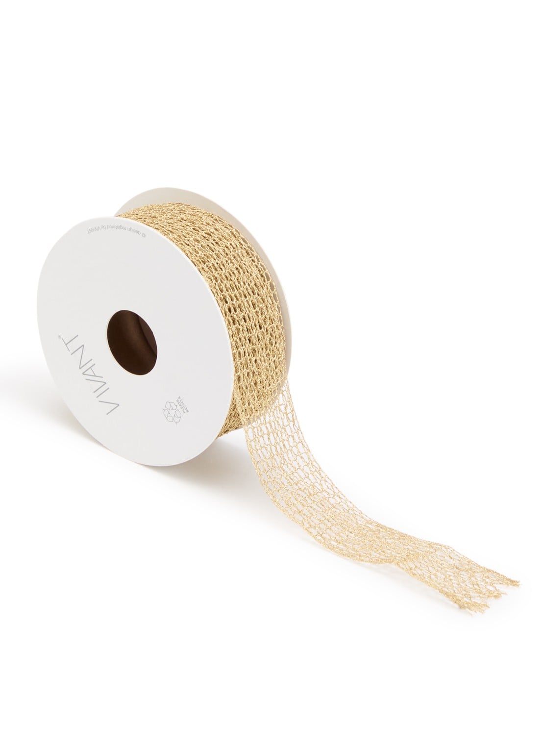 Vivant Prestige kerstlint 5 meter x 35 mm - voorkant goud