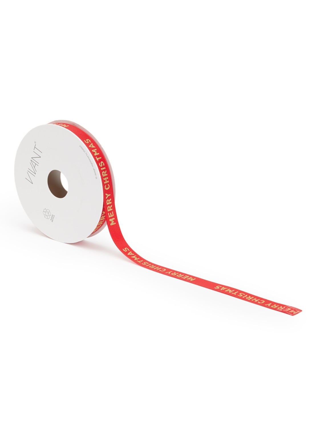 Vivant Satin Christmas kerstlint 15 meter x 12 mm - voorkant rood