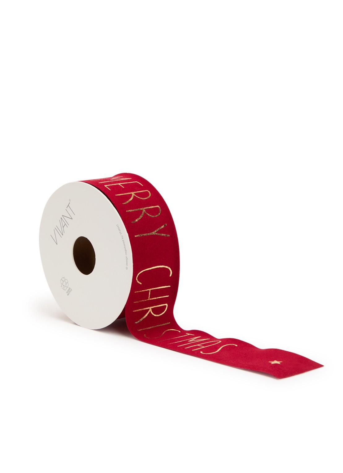 Vivant Vellu Xmas kerstlint 5 meter x 4 cm - voorkant donkerrood