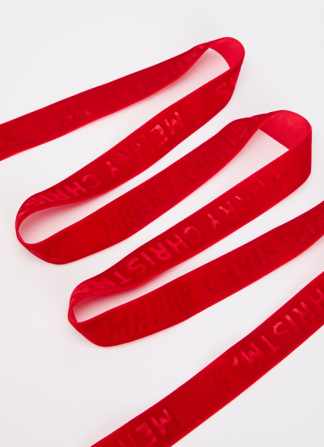 Vivant Velvet Christmas kerstlint 5 meter x 25 mm - voorkant 2 rood