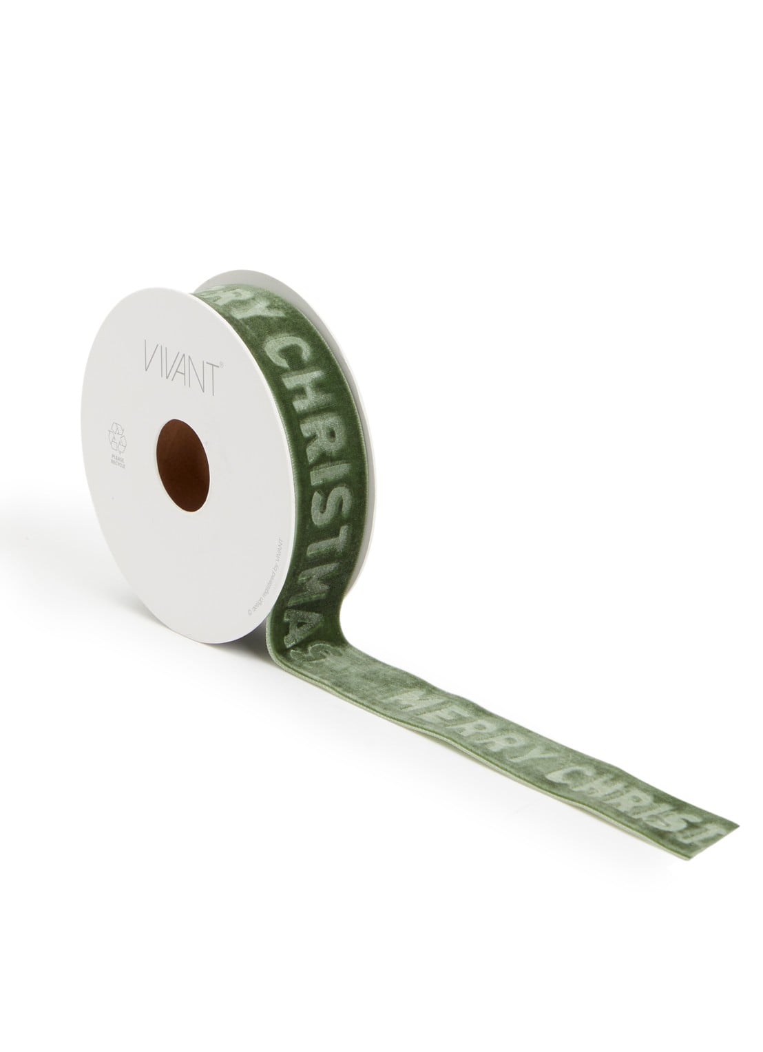 Vivant Velvet Christmas kerstlint 5 meter x 25 mm - voorkant mosgroen