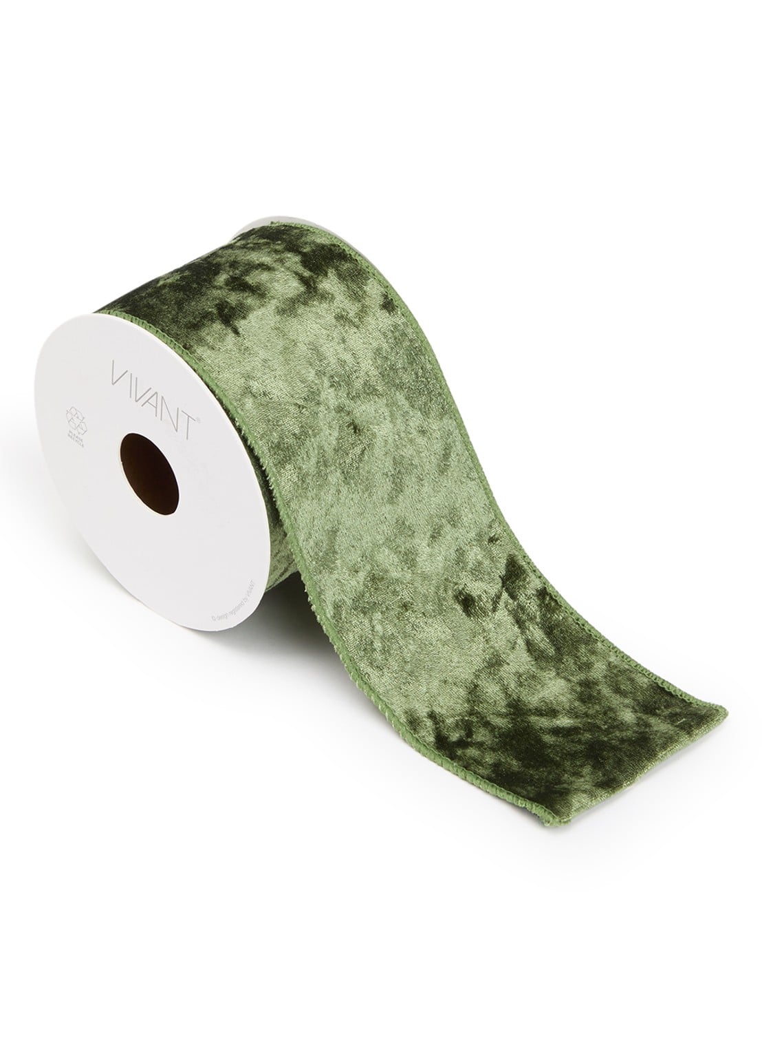 Vivant Velvet Satin Wired 3 meter x 70 mm - voorkant mosgroen