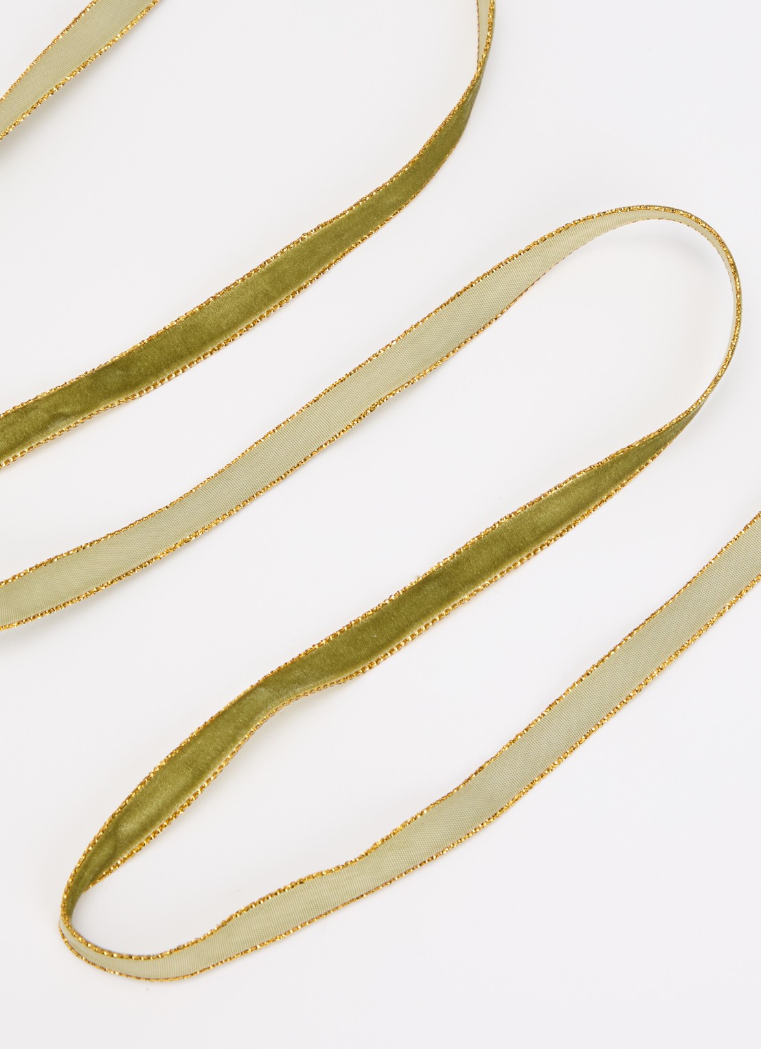 Vivant Velvety Gold kerstlint 20 meter x 9 mm - voorkant 2 mosgroen