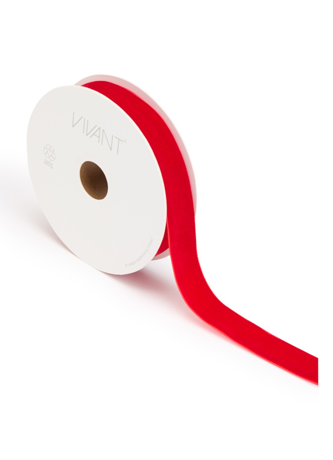 Vivant Velvety kerstlint 10 meter x 25 mm - voorkant vuurrood