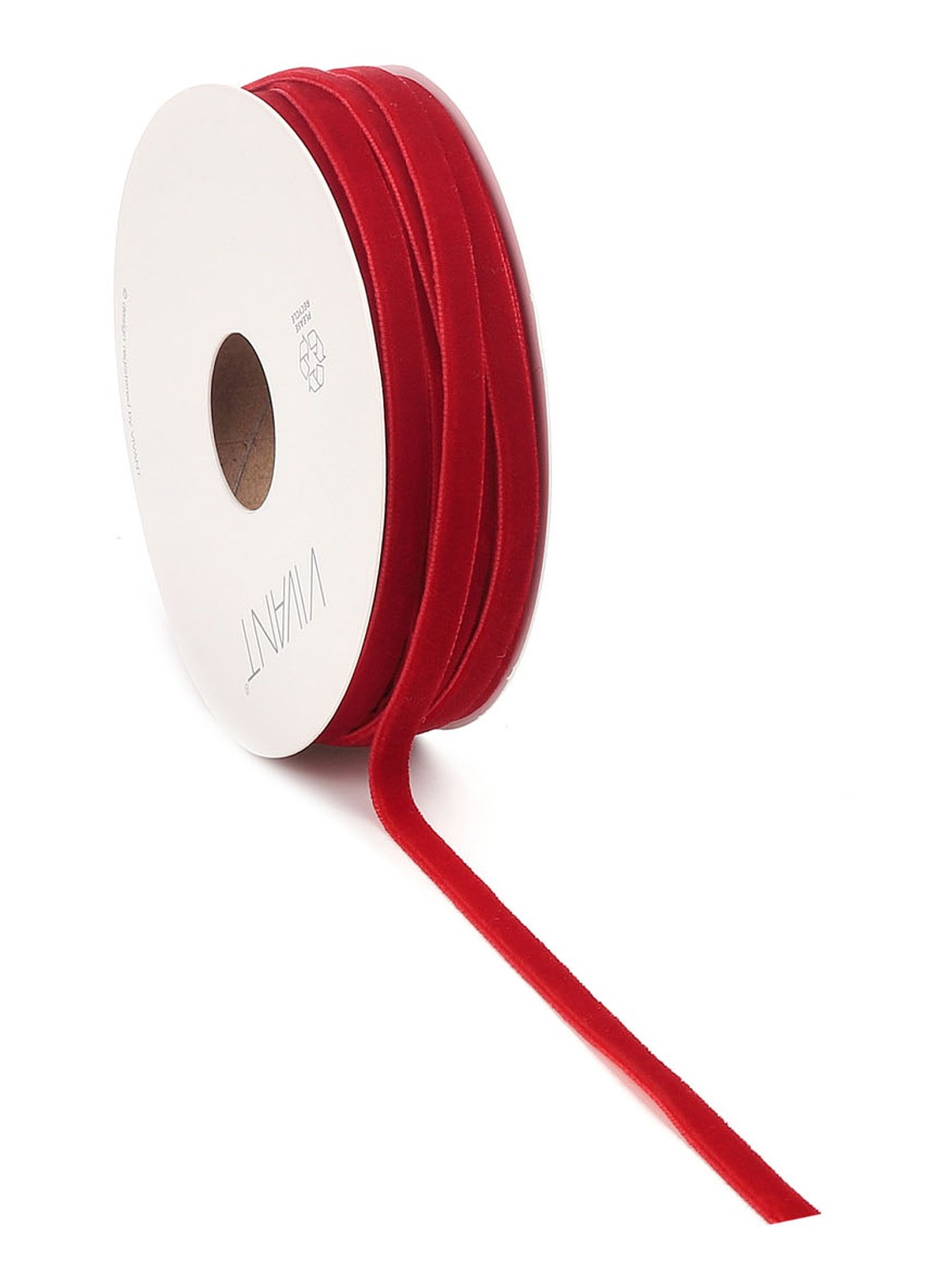 Vivant Velvety kerstlint 20 meter x 6 mm - voorkant rood