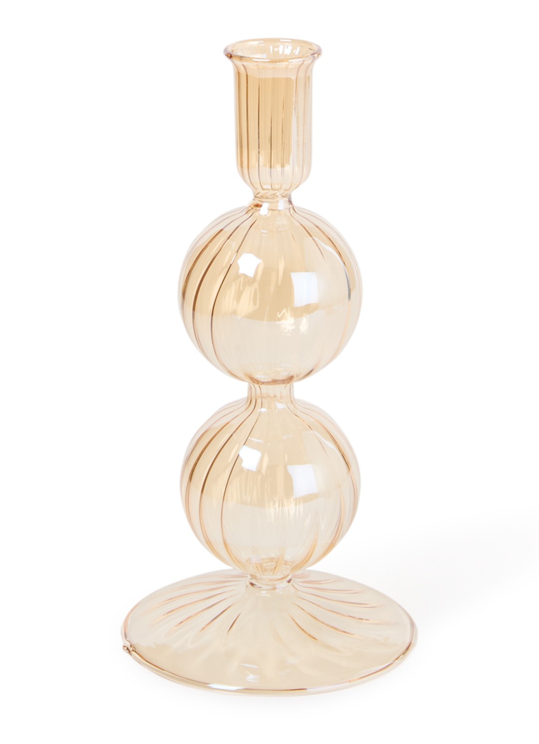 Vondels 2 Bubbles kandelaar 19 cm - voorkant abrikoos