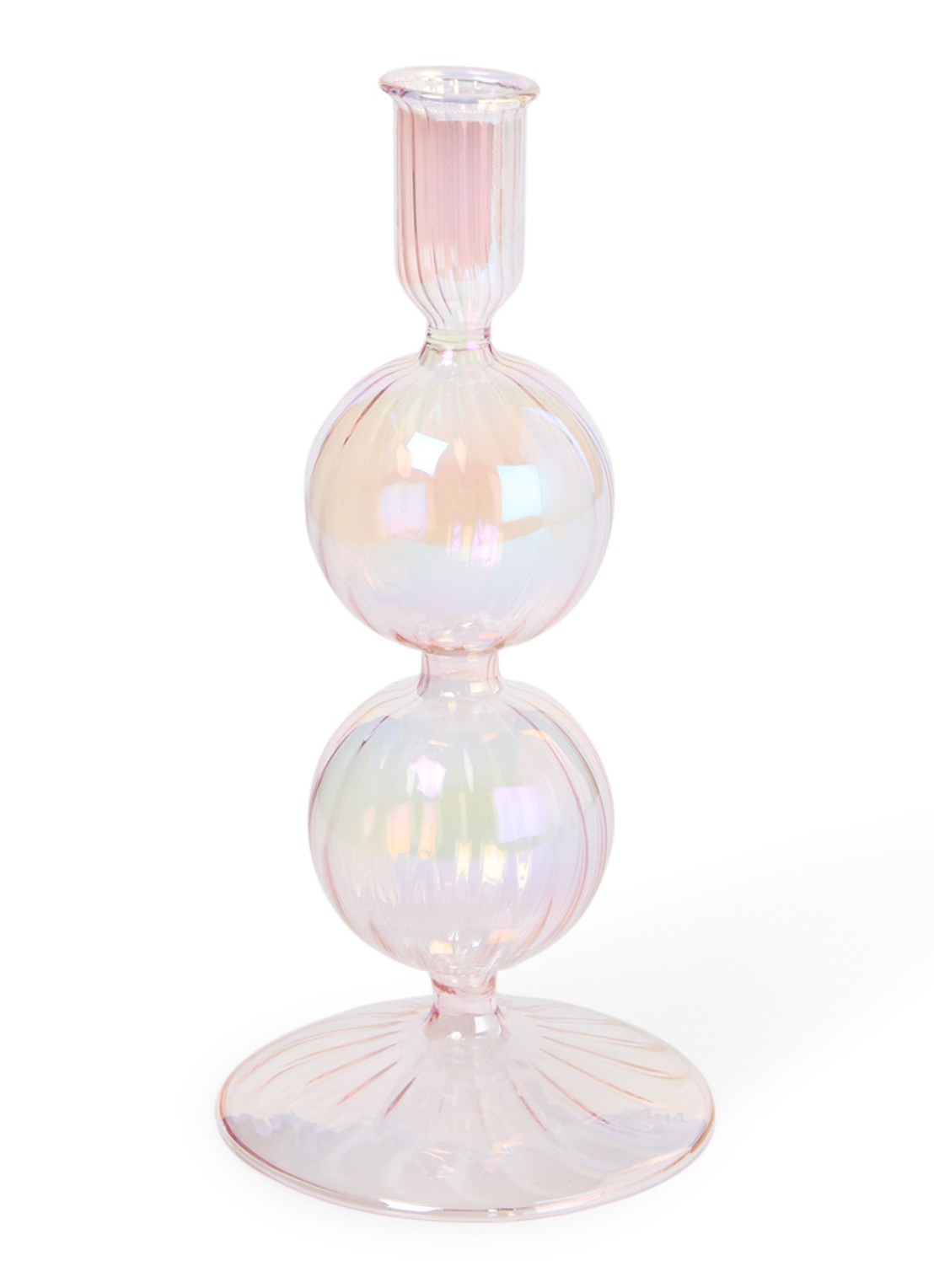 Vondels 2 Bubbles kandelaar 19 cm - voorkant lichtroze