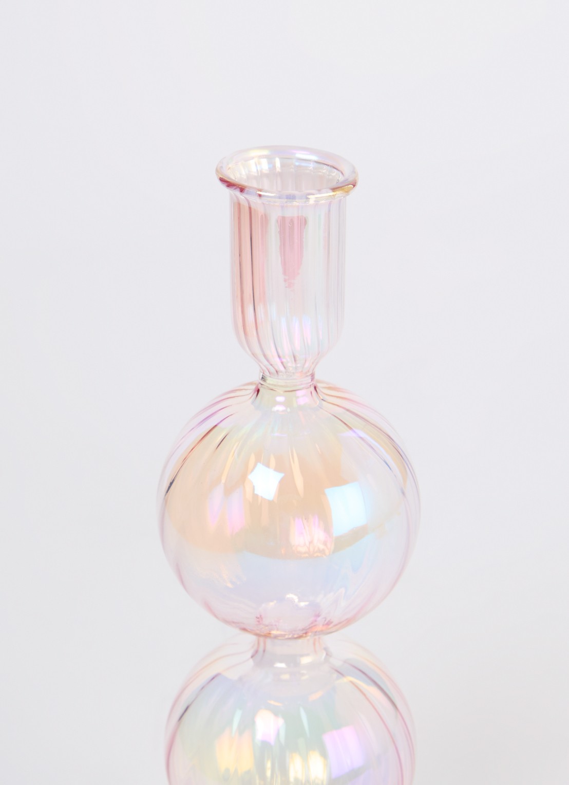Vondels 2 Bubbles kandelaar 19 cm - voorkant 2 lichtroze