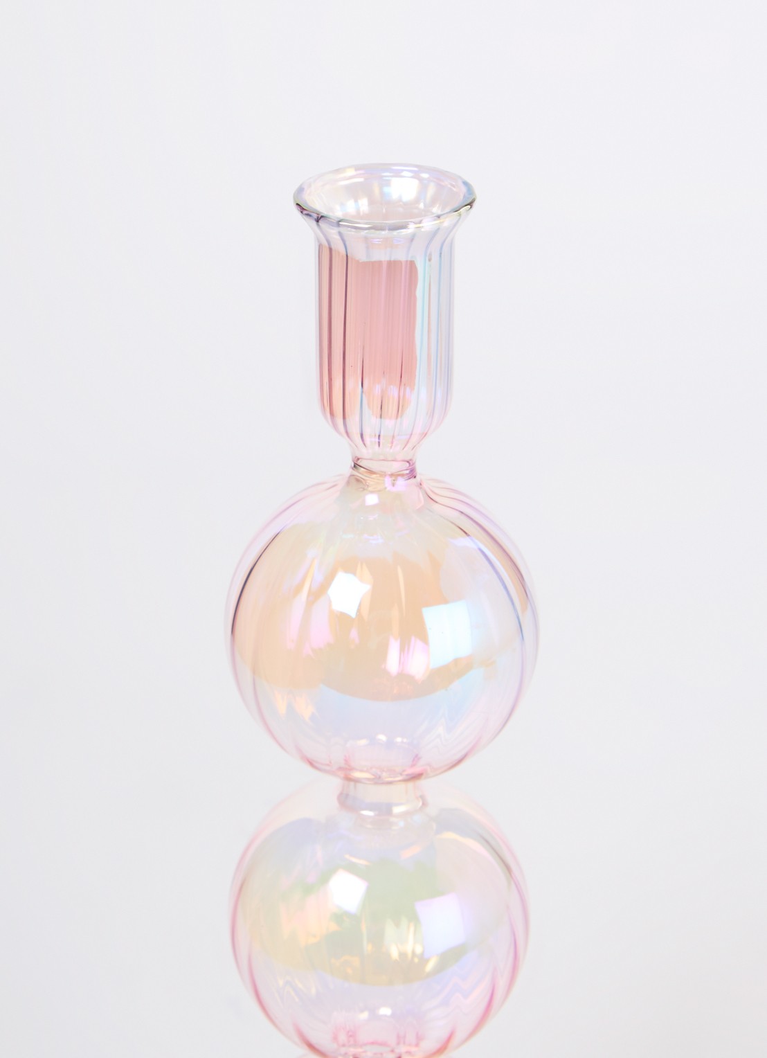 Vondels 3 Bubbles kandelaar 29 cm - voorkant 2 lichtroze
