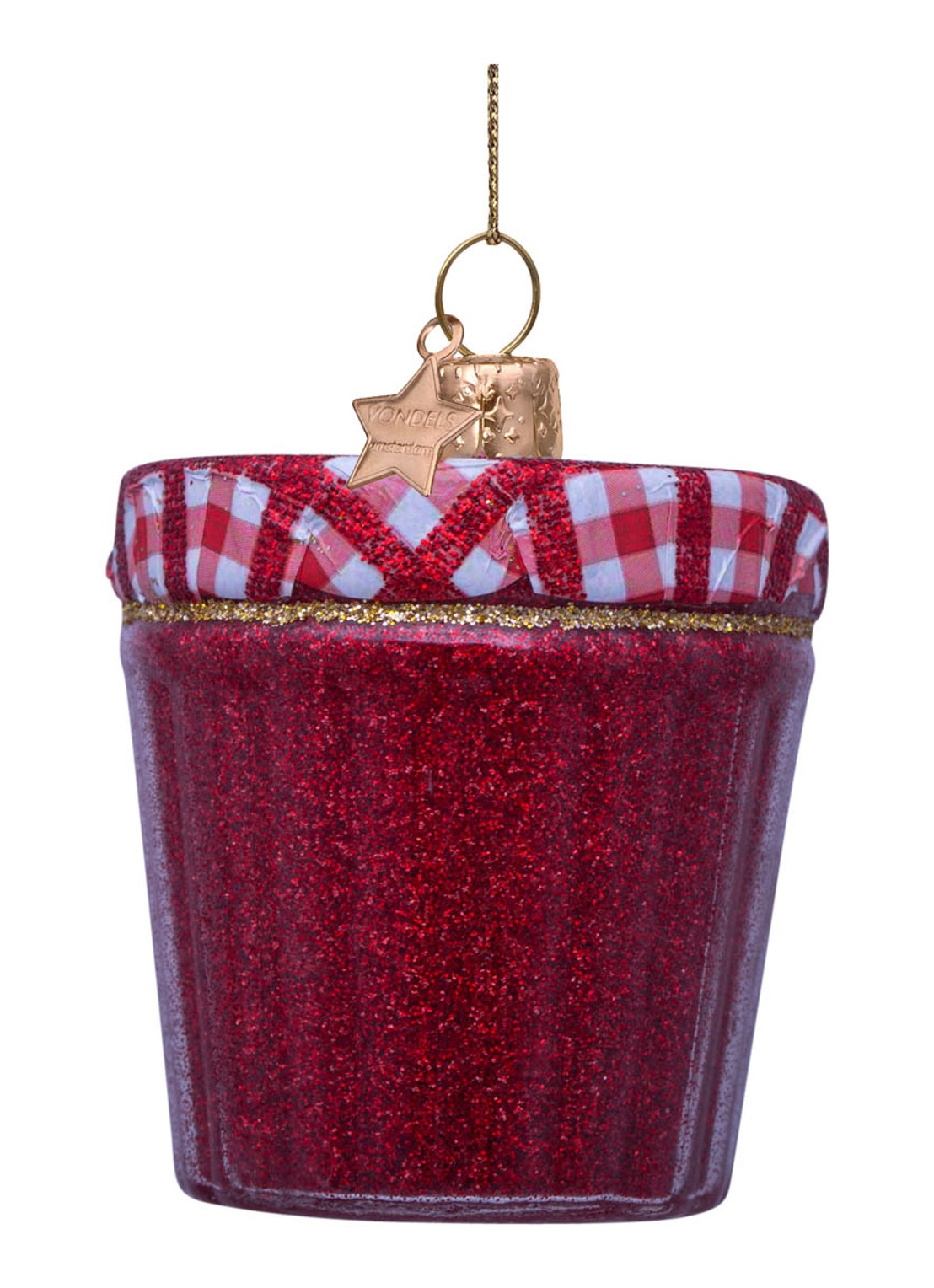 Vondels Aardbeienjam kersthanger 6 cm - detail 5 rood