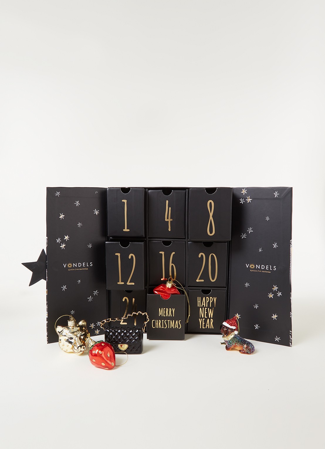 Vondels Adventskalender met kersthangers - 9 dagen - voorkant 3 multicolor