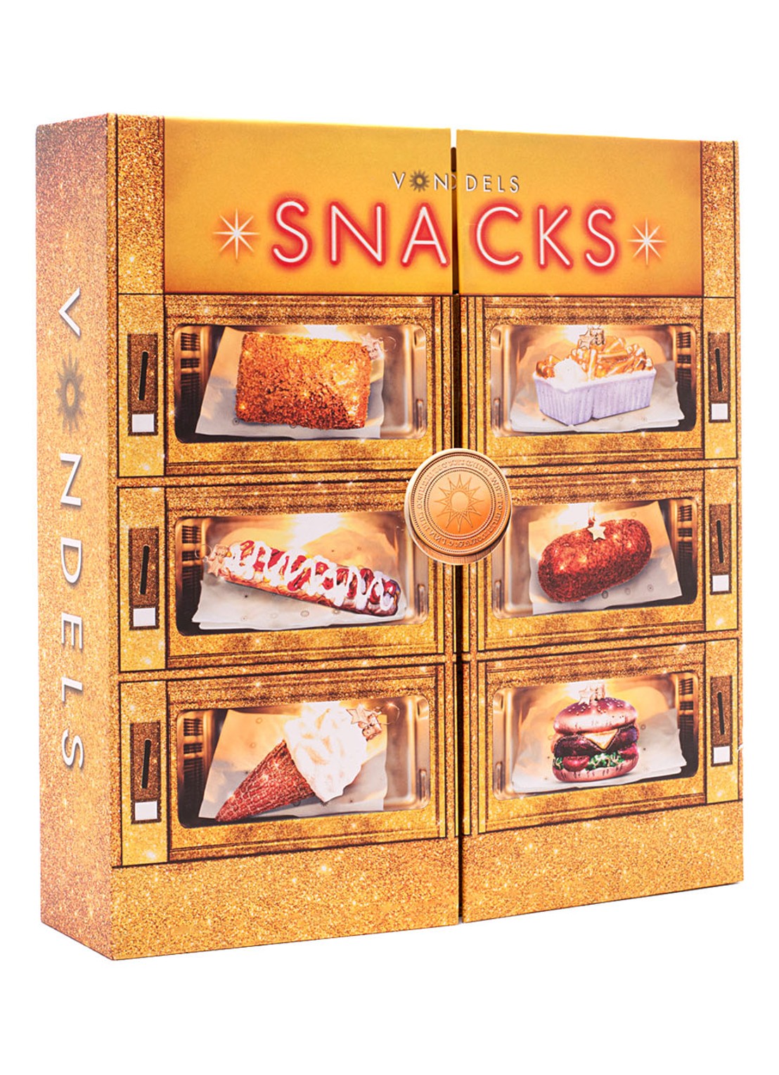 Vondels Adventskalender Snackbox kersthanger set van 6 - detail 2 goud