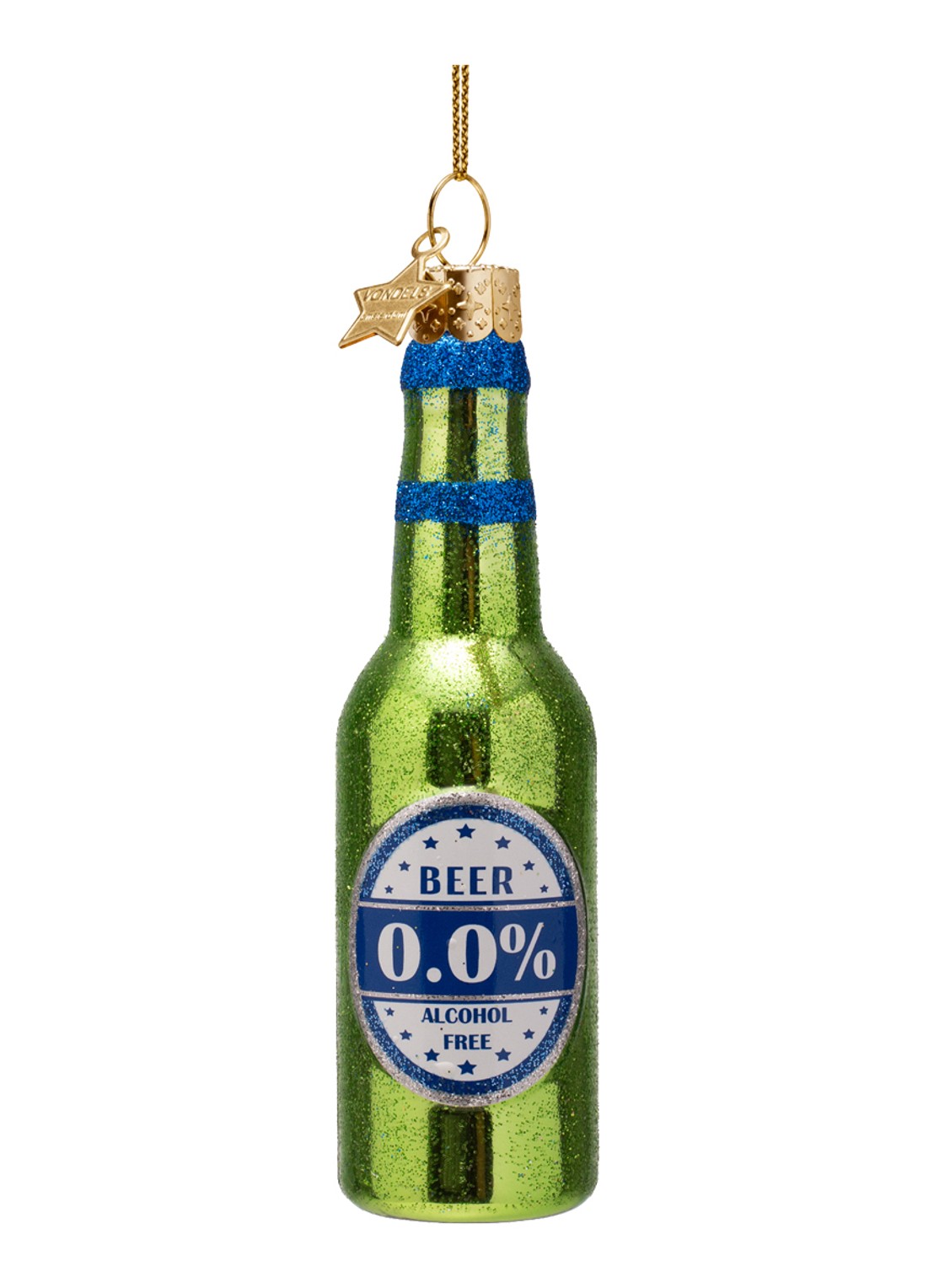 Vondels Alcohol Vrij Bier kersthanger 12,5 cm - voorkant groen