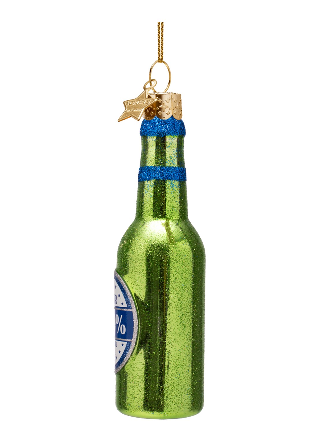 Vondels Alcohol Vrij Bier kersthanger 12,5 cm - voorkant 2 groen