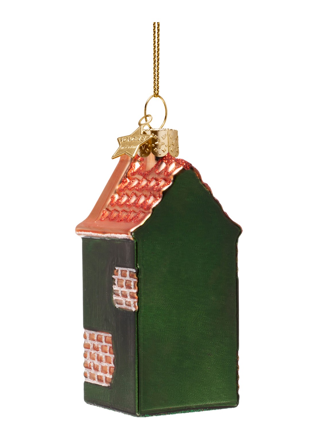 Vondels Amsterdam Grachtenpand kersthanger 9 cm - achterkant groen