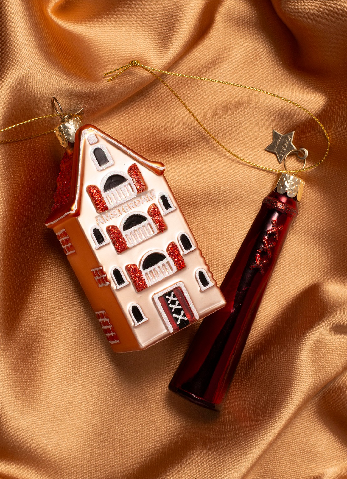Vondels Amsterdammertje kersthanger 10 cm - detail 3 bordeauxrood