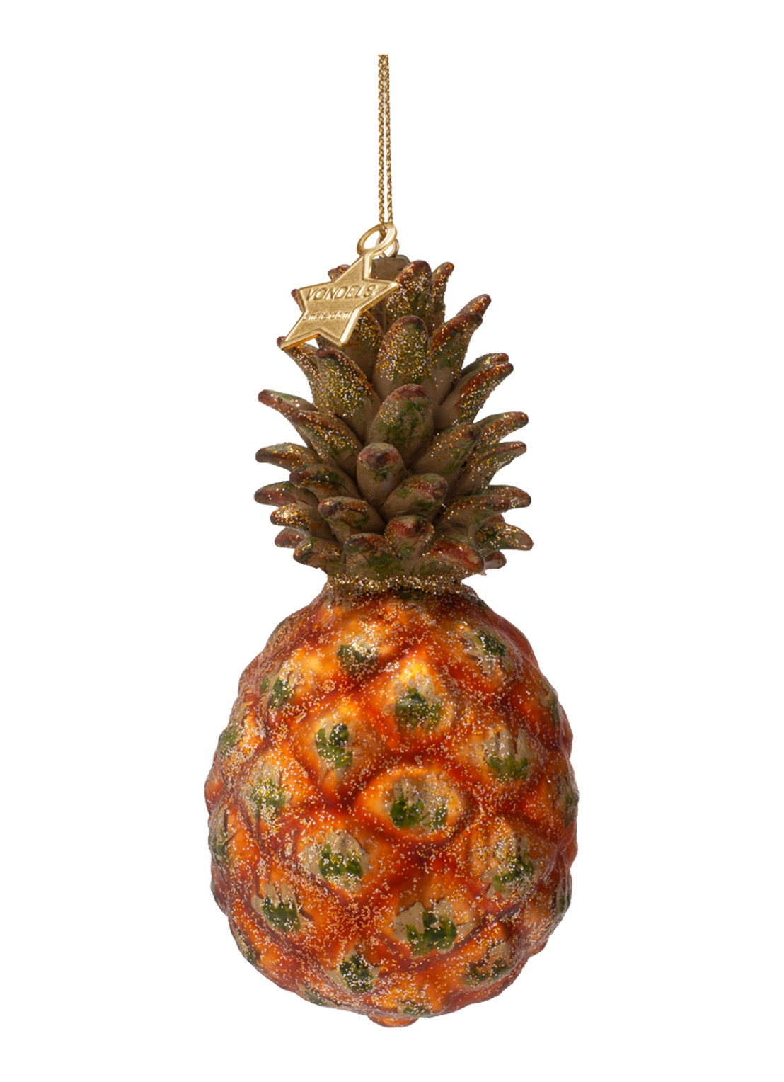 Vondels Ananas kersthanger 11,5 cm - achterkant oranje