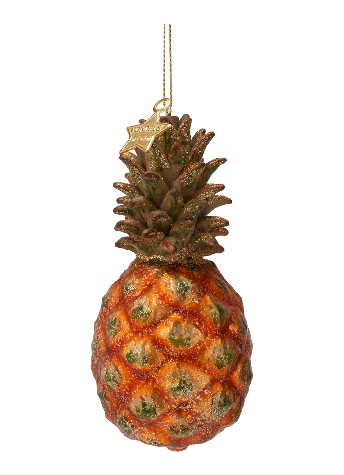 Vondels Ananas kersthanger 11,5 cm - voorkant 2 oranje