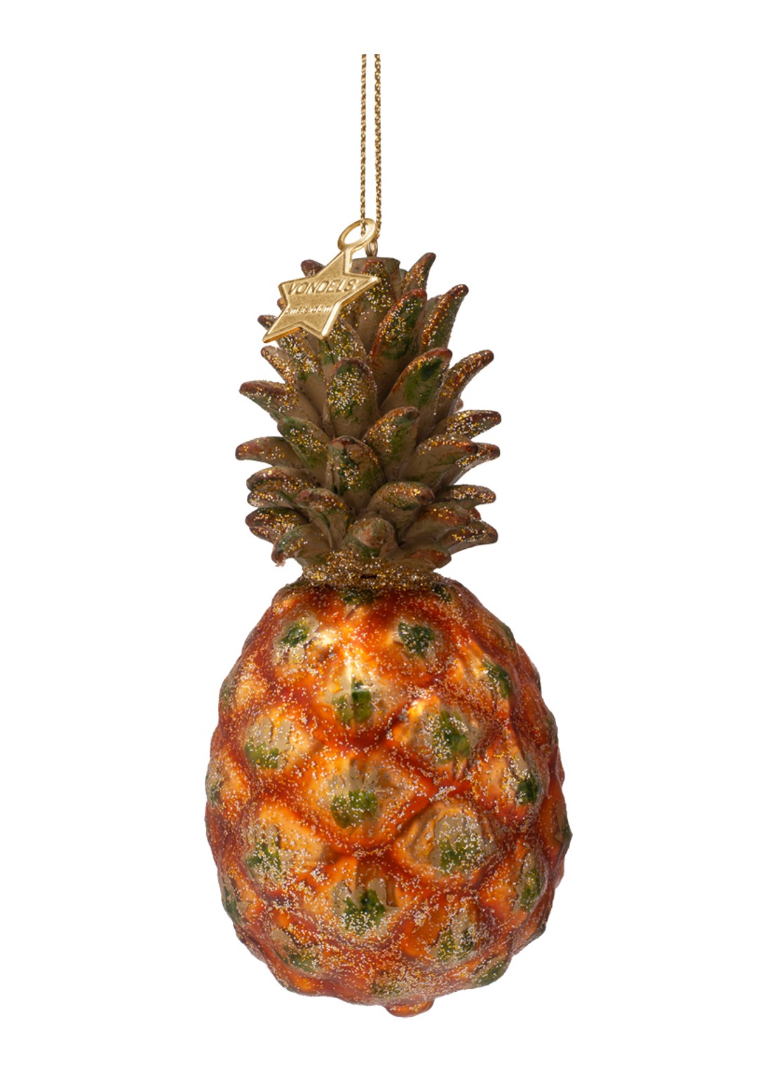 Vondels Ananas kersthanger 11,5 cm - voorkant 3 oranje