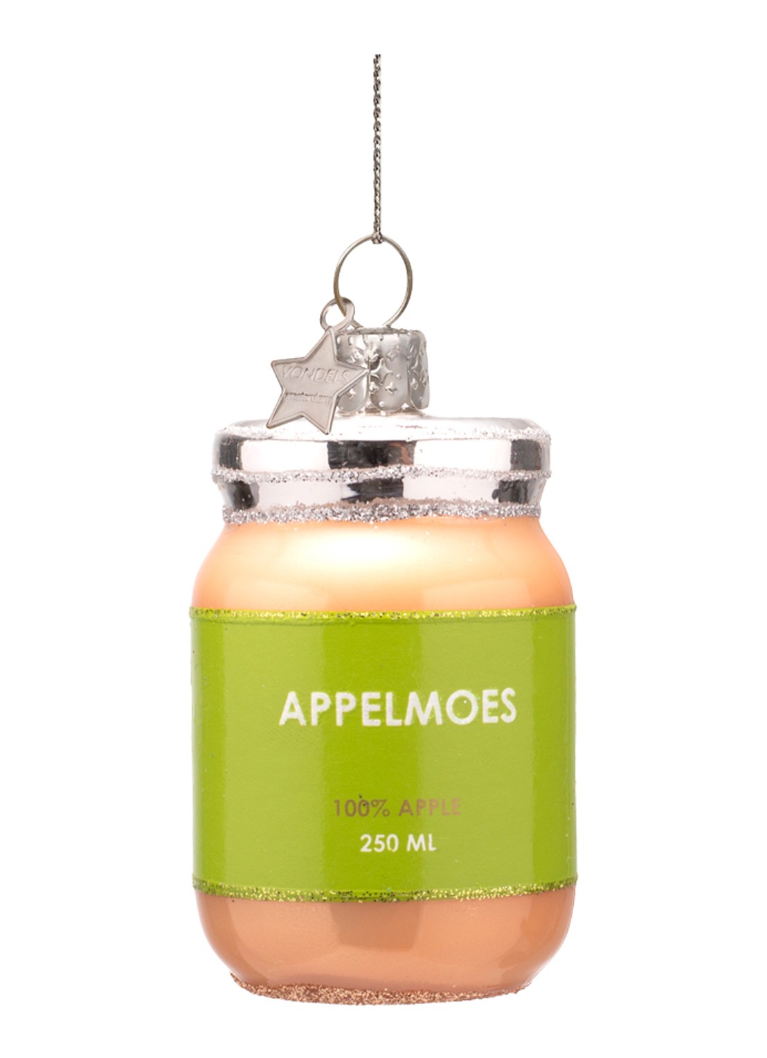 Vondels Appelmoes kersthanger 7,5 cm - voorkant groen