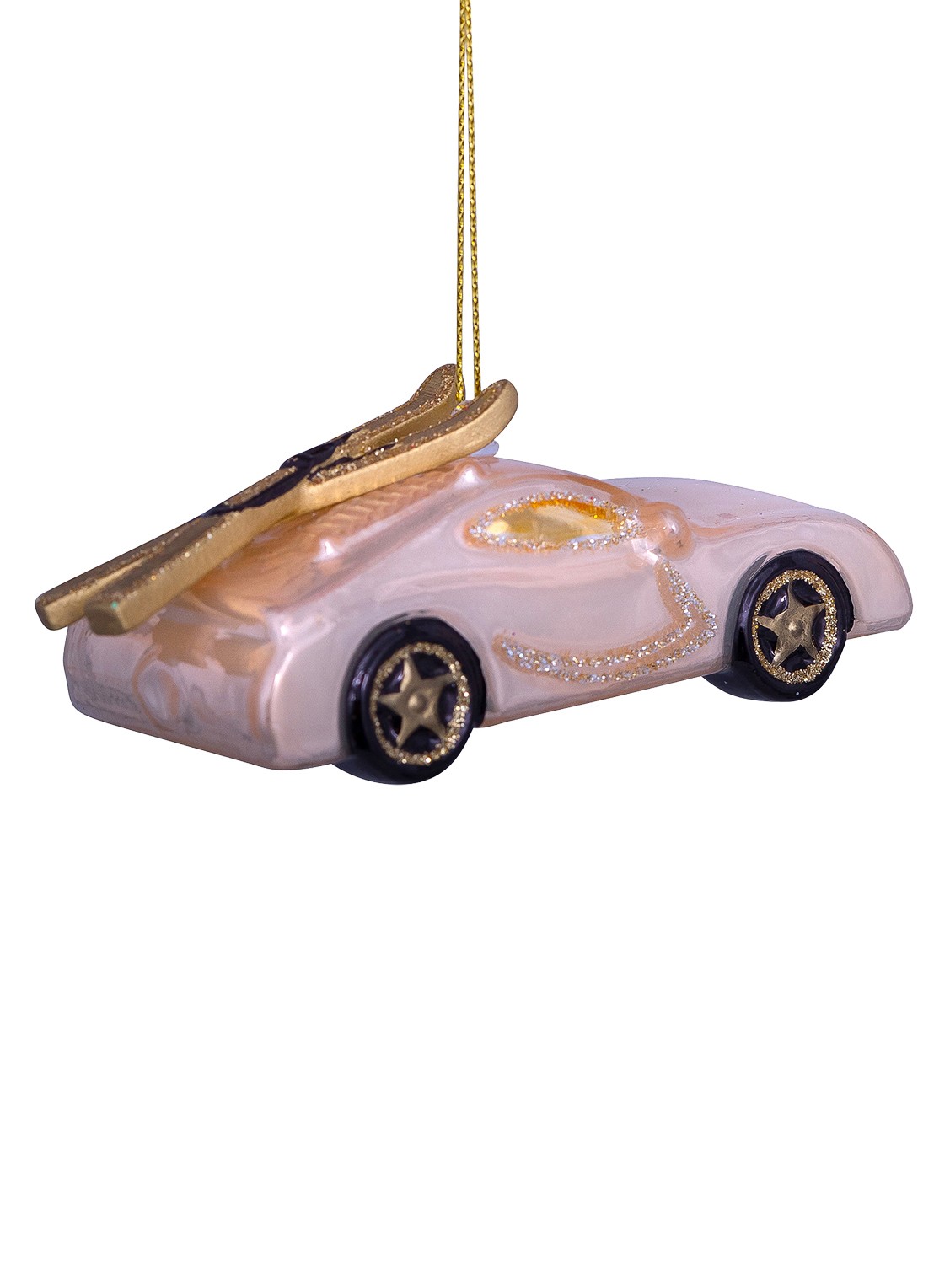 Vondels Auto met Ski's 4 cm - detail roze