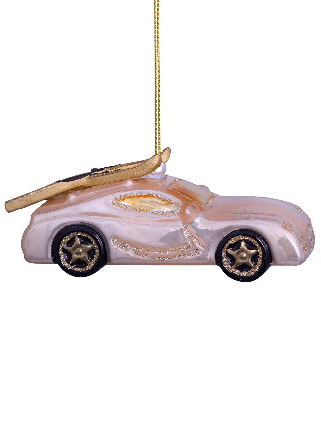 Vondels Auto met Ski's 4 cm - voorkant 4 roze