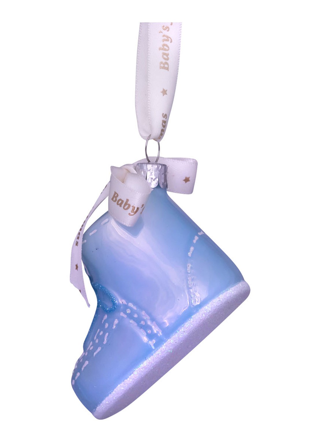Vondels Baby's Eerste Kerst Schoen kersthanger 6 cm - detail 3 lichtblauw