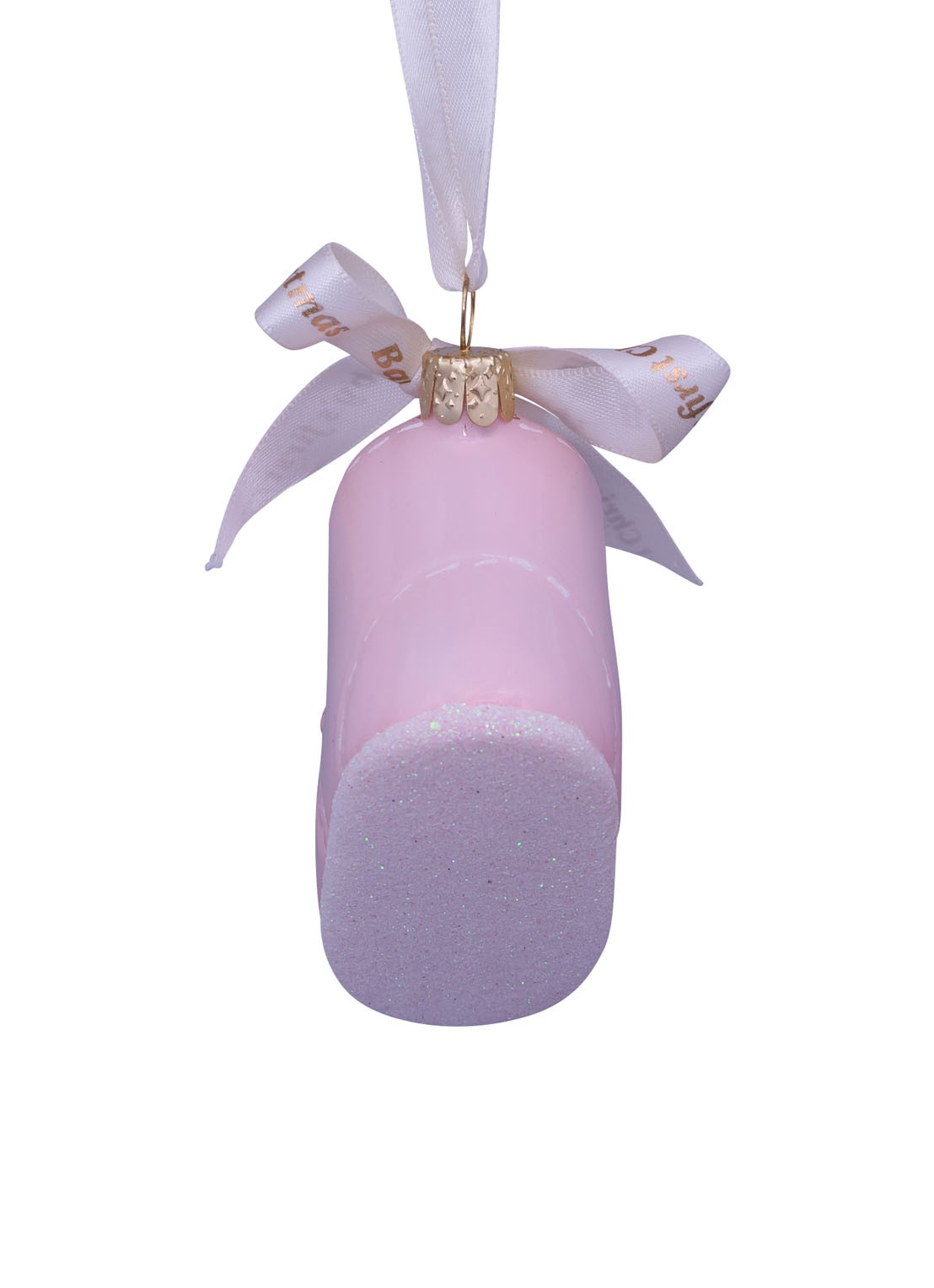 Vondels Baby's Eeste Kerst Schoen kersthanger 6 cm - detail 5 lichtroze