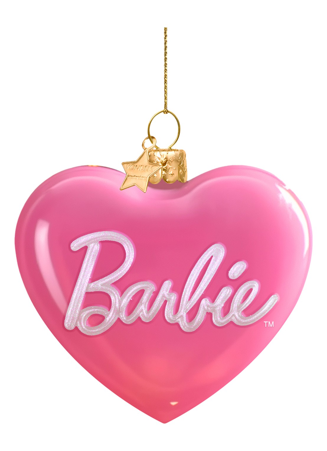 Vondels Barbie Hart Logo kersthanger 7,5 cm - voorkant 3 roze