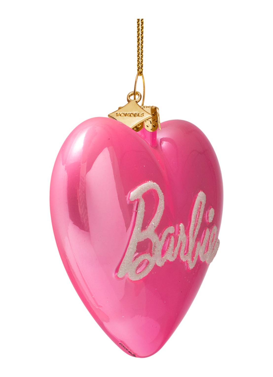 Vondels Barbie Hart Logo kersthanger 7,5 cm - voorkant 4 roze