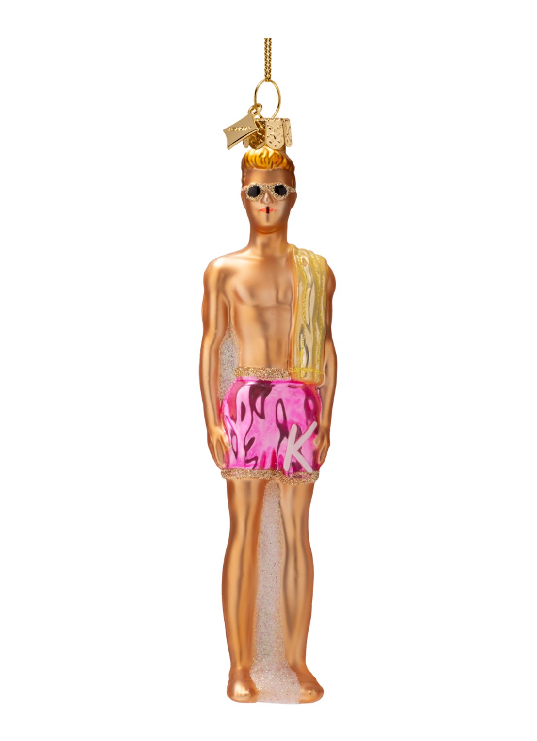 Vondels Barbie Ken Pop kersthanger 16,5 cm - voorkant beige