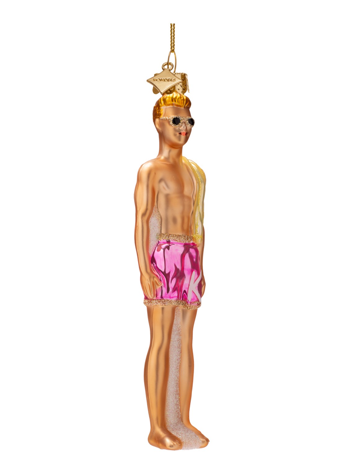 Vondels Barbie Ken Pop kersthanger 16,5 cm - voorkant 2 beige