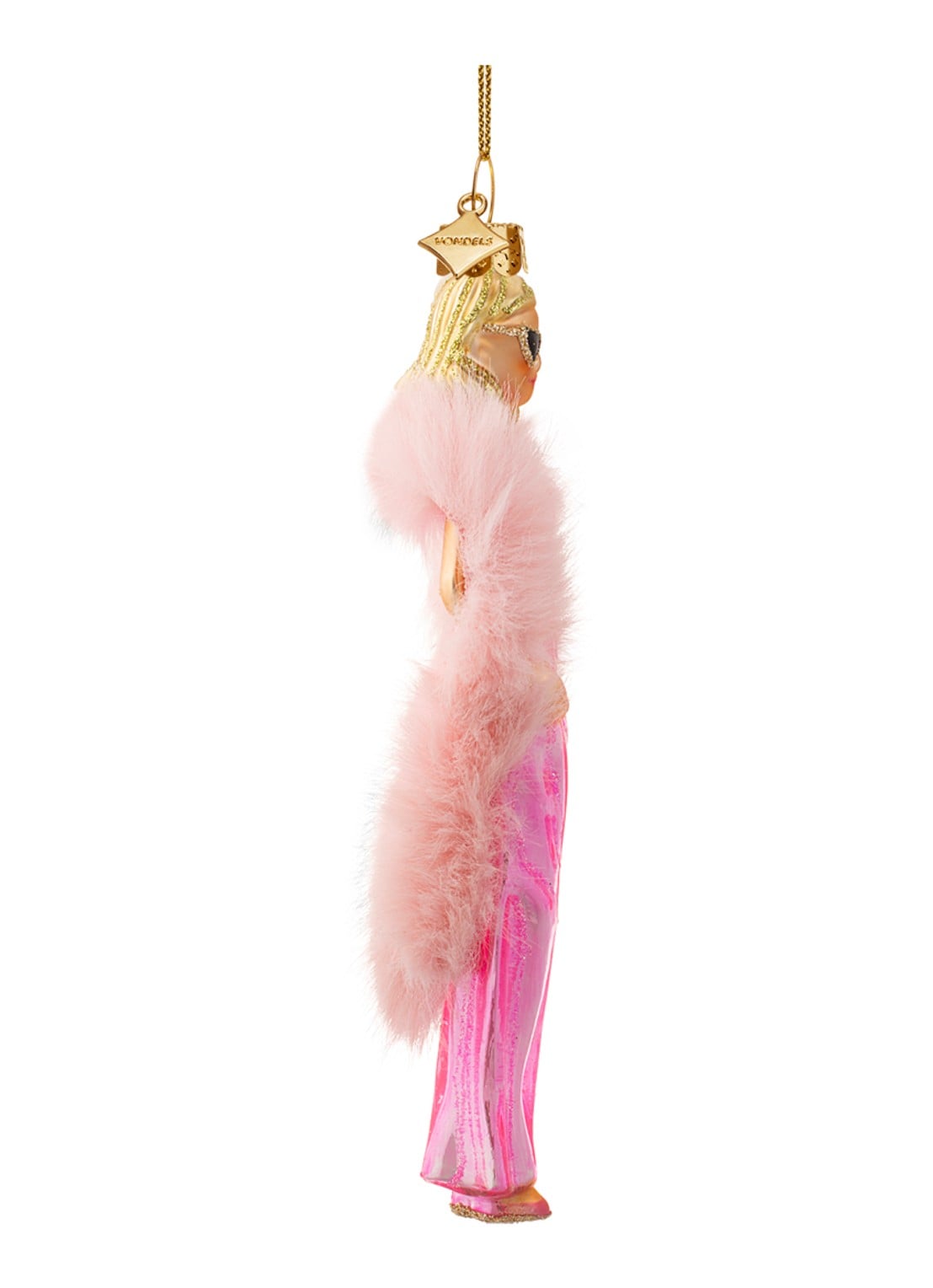 Vondels Barbiepop Met Boa kersthanger 16,5 cm - detail 3 roze