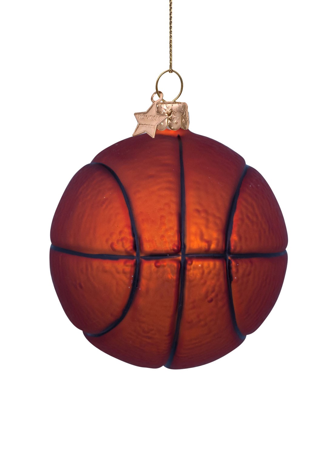 Vondels Basketbal kersthanger 7 cm - voorkant oranje