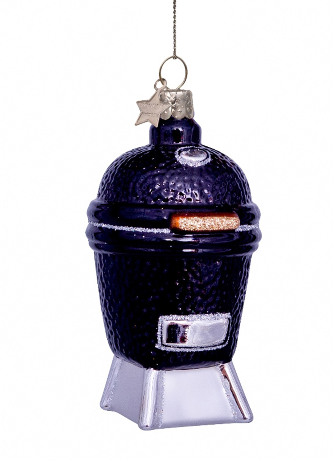 Vondels BBQ Ei kersthanger 10 cm - voorkant zwart