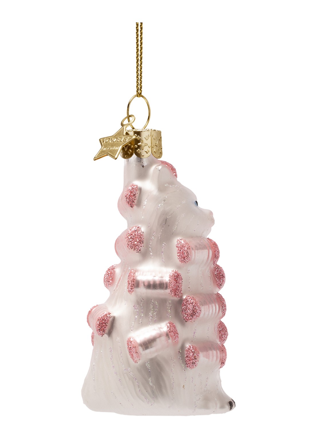 Vondels Beauty kat met krulspelden H9cm - detail roze