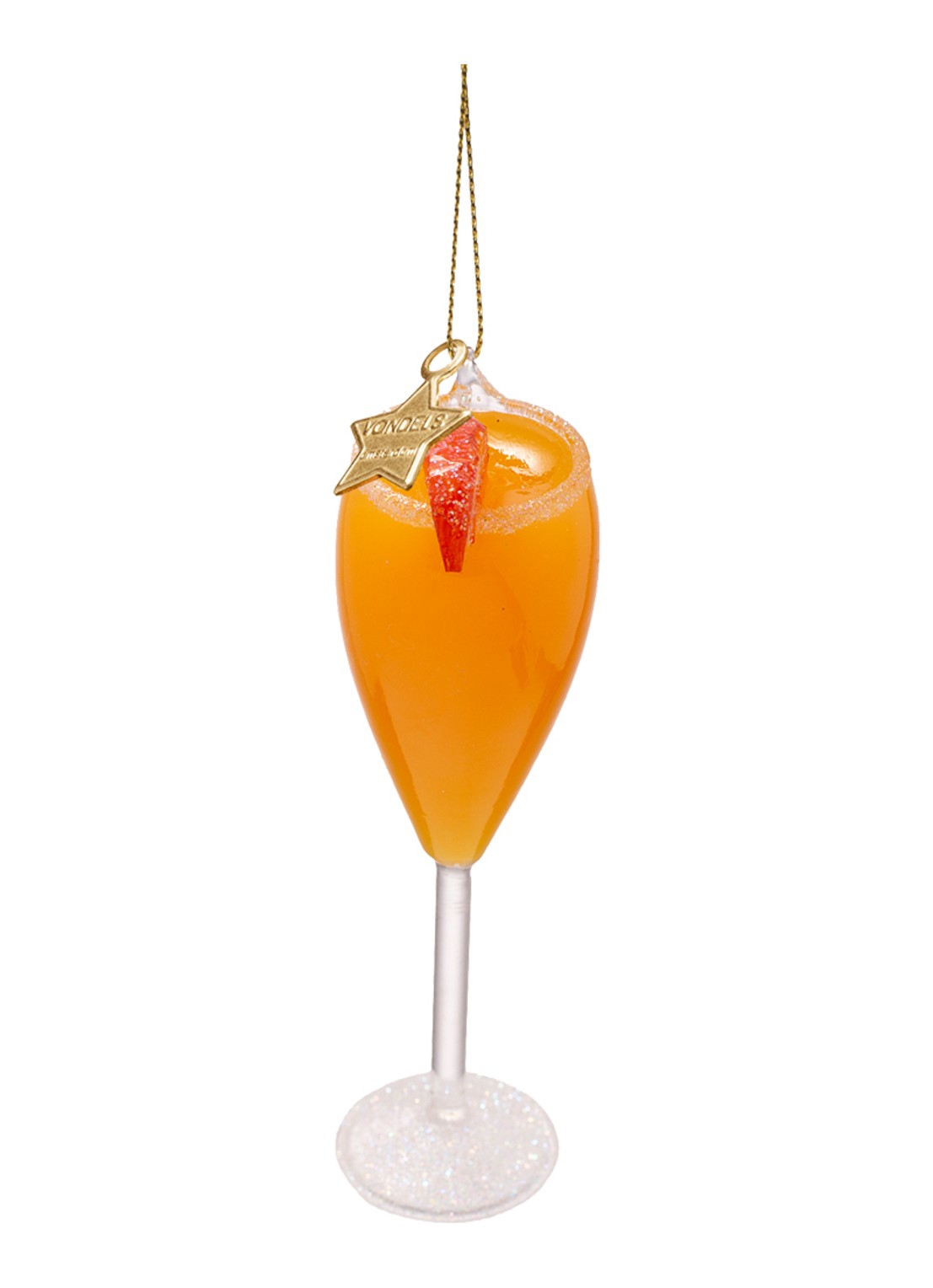 Vondels Bellini Cocktail kersthanger 12,5 cm - detail 3 oranje