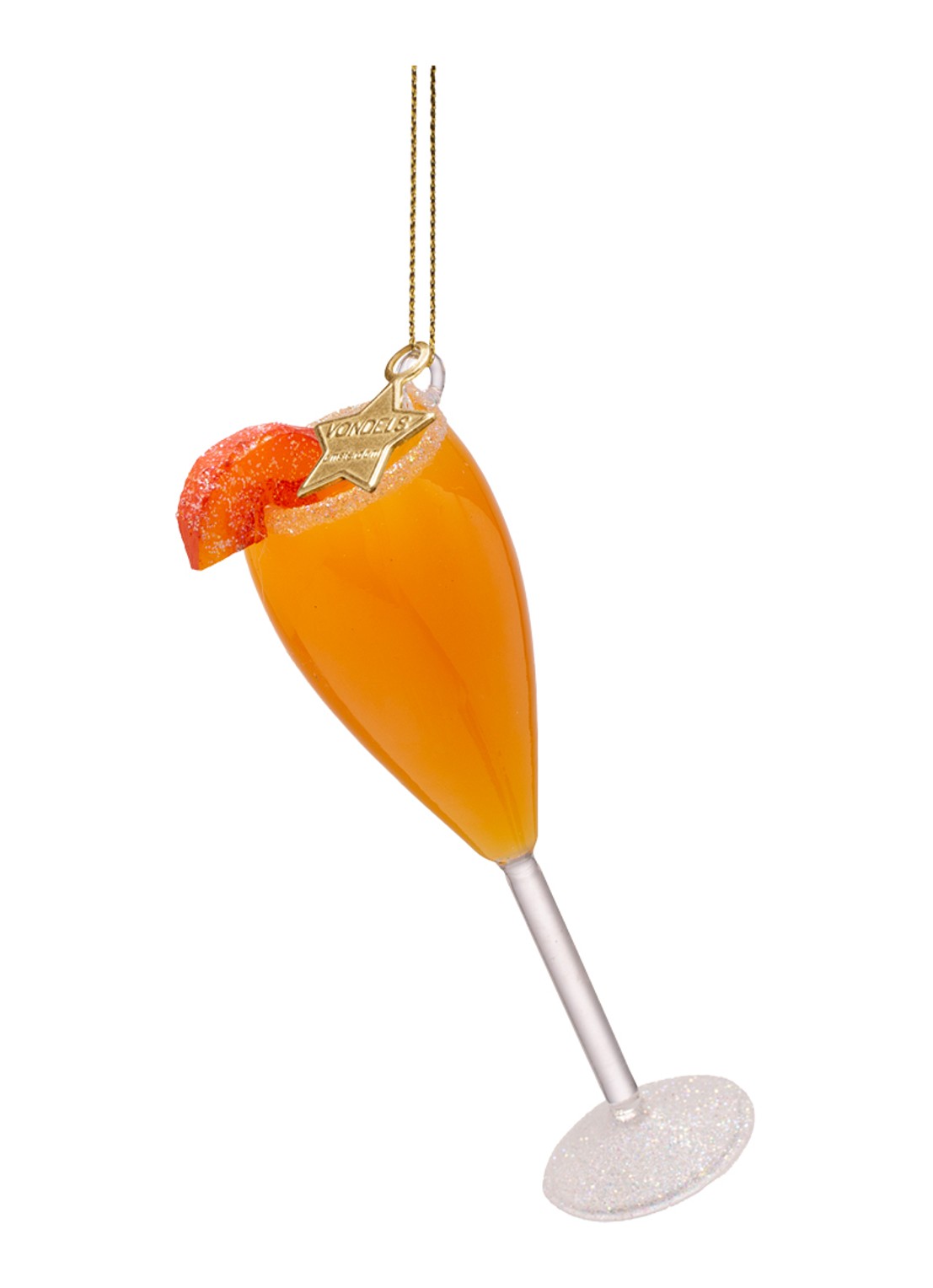 Vondels Bellini Cocktail kersthanger 12,5 cm - voorkant 2 oranje