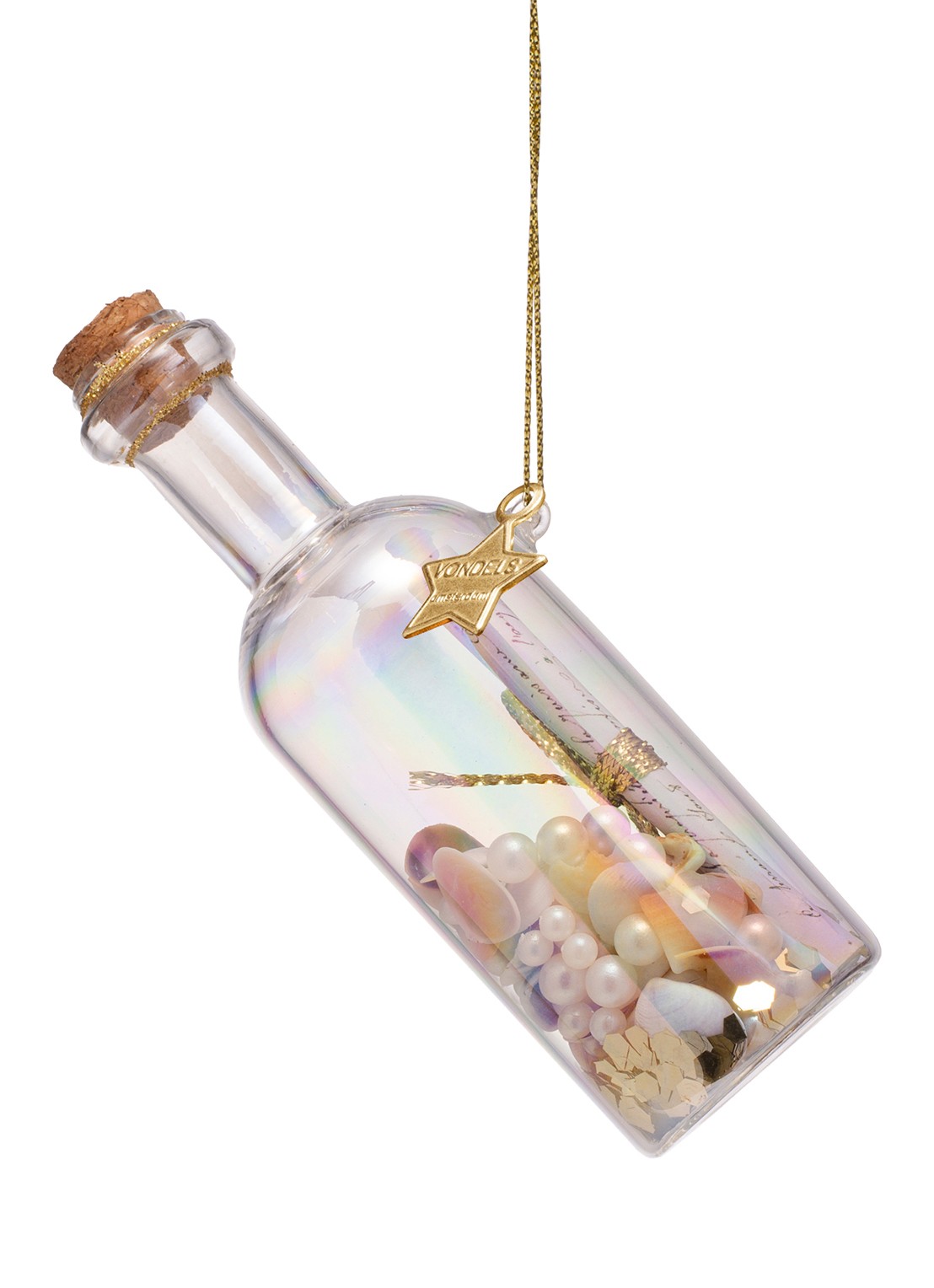 Vondels Bericht in een fles kersthanger 4 cm - detail 4 gebroken wit
